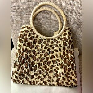 Leopard Print Woven Tote Bag